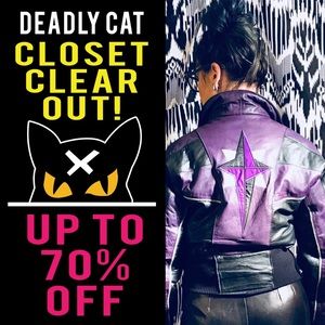 Purple Black Vintage Polaris Leather Coat